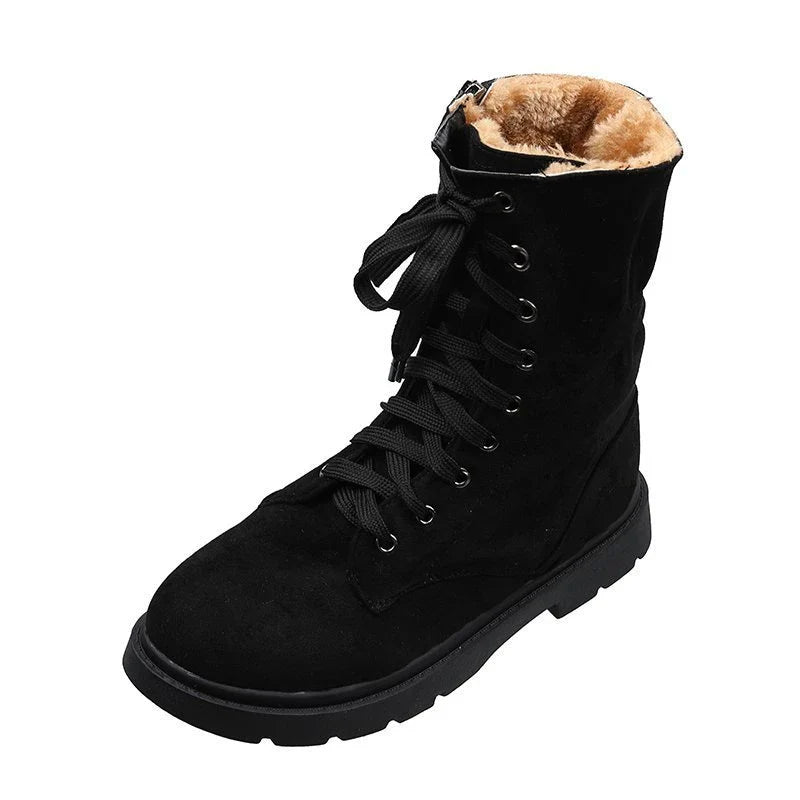 Stylish British retro thick boots for women with round toe and rubber sole