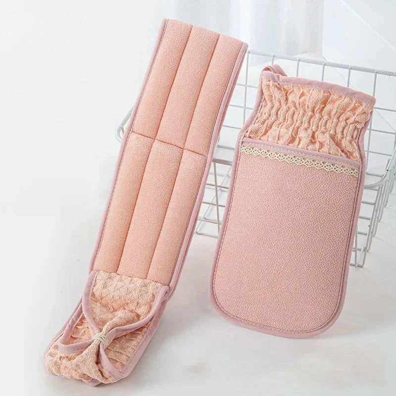 Premium 3-Piece Body Scrubber and Back Massage Bath Brush Set in various colours - pink, blue, and coffee