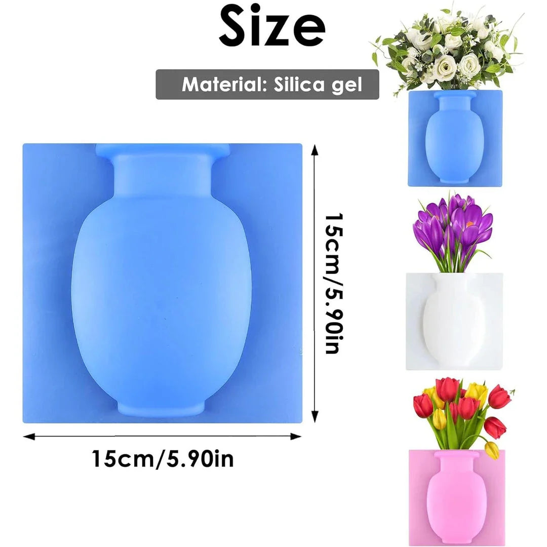 Silicone suction cup wall vase in pink colour, perfect for decorating UK homes