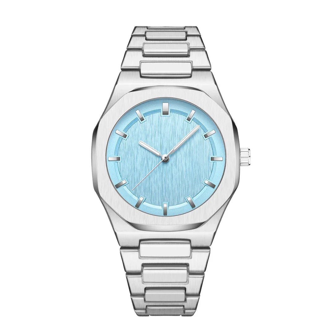 Sophisticated octagonal dial men's watch with stainless steel case and mineral-reinforced glass crystal