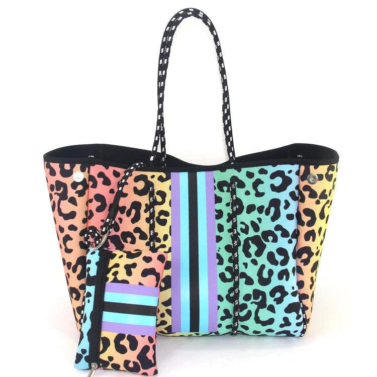 A neoprene beach bag in a stylish design, perfect for British summer adventures at the coast