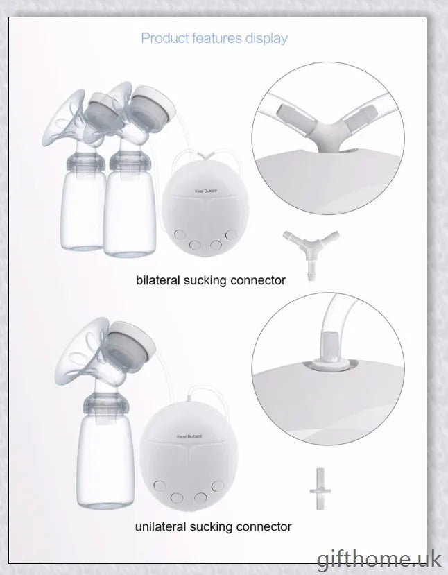 Premium electric double breast pump with hospital-grade design, soft massage cushions, and versatile power options for UK mothers