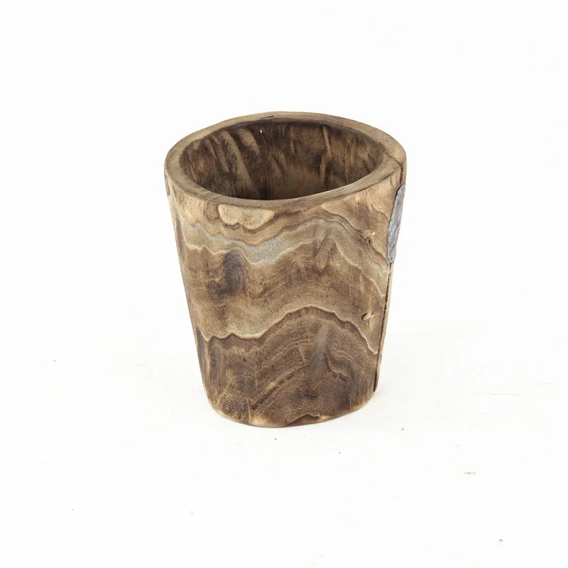 Handmade wooden flower pot and vase in a modern, minimalist design made from sustainable willow wood