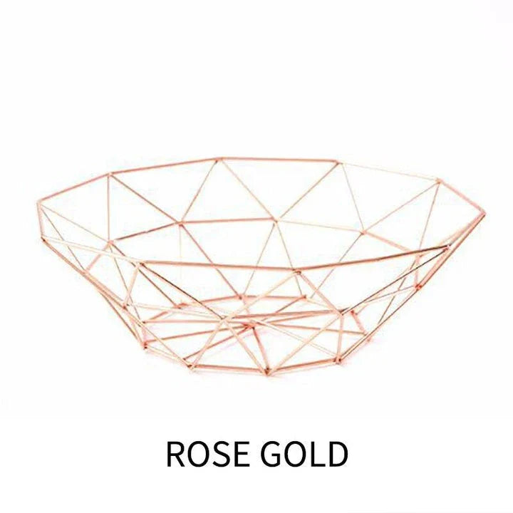 Elegant wrought iron storage basket with intricate design, perfect for home decor and versatile storage solutions