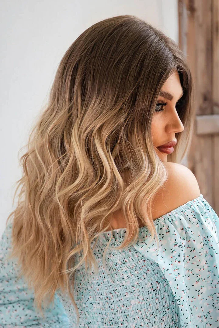 Luxurious 13x2 inch lace front wig with 24-inch waves in a natural-looking ombre colour