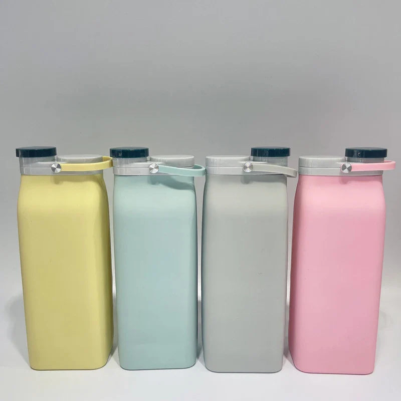 Compact and stylish folding cup made of soft silicone, available in various colours, perfect for on-the-go refreshment