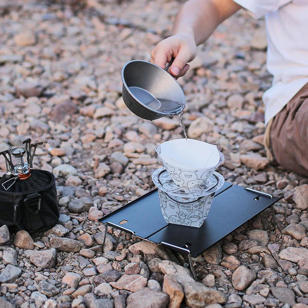 Versatile camping flatware set with bowl, cup, plate, and coffee drip filter made of durable PP material for outdoor dining