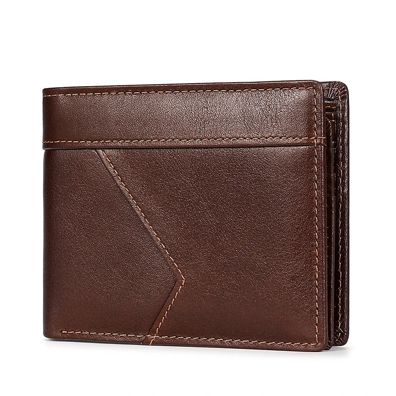 Premium leather wallet with RFID-blocking technology, featuring a smooth, elegant design for the discerning gentleman