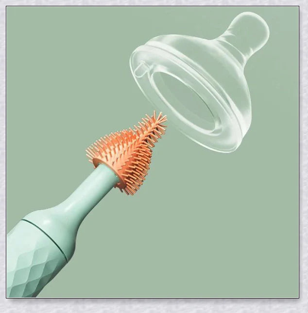 Premium rechargeable electric baby bottle and cup cleaning brush set made with safe, durable materials