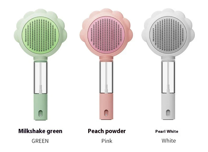 Premium 2-in-1 Self-Cleaning Pet Grooming Brush and Comb with curved comb teeth and ergonomic, non-slip handle for efficient and gentle grooming