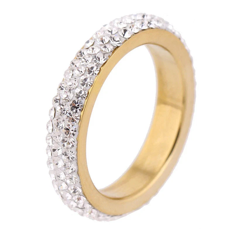 Personalized couple's ring made of stainless steel with rhinestone accents, a symbol of everlasting love and commitment
