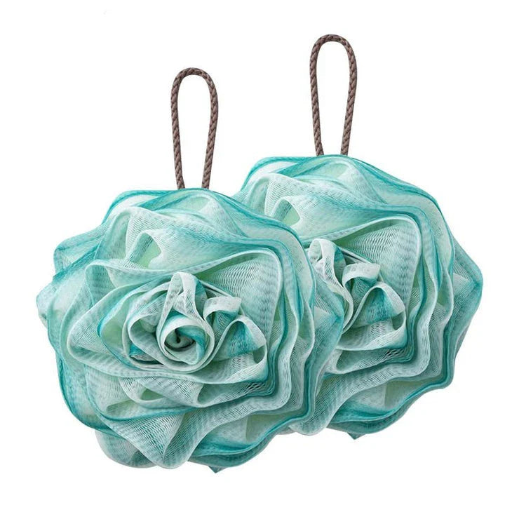 Luxurious flower-shaped shower puffs in vibrant colours for a rejuvenating spa-like cleansing experience