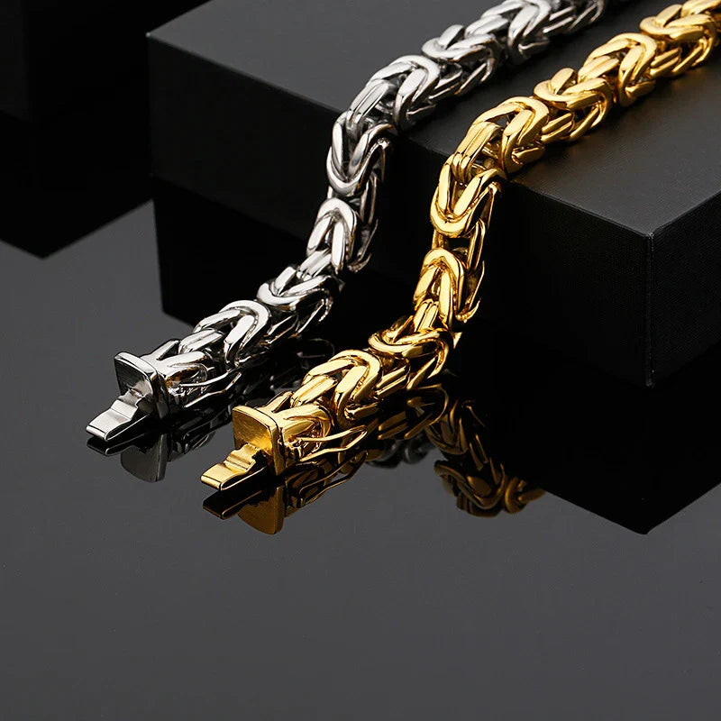 Stylish stainless steel square chain bracelet with an electroplated finish, designed for the modern gentleman