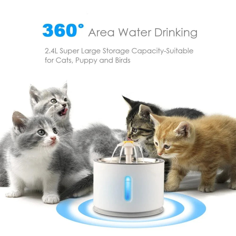 Premium 2.4L Automatic Cat Water Fountain with Charcoal Filter and Whisper-Quiet Operation