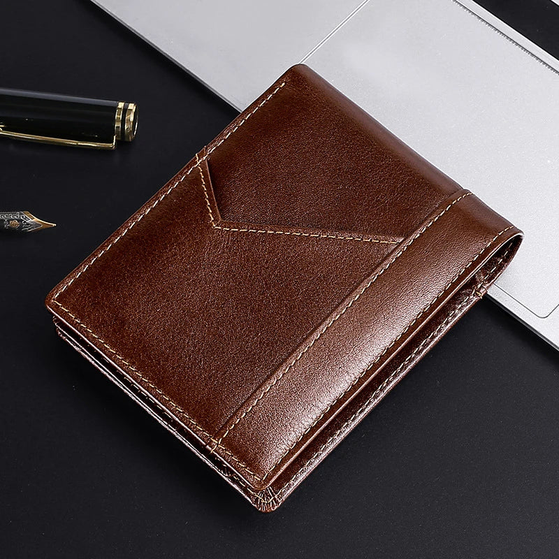 Premium leather wallet with RFID-blocking technology, featuring a smooth, elegant design for the discerning gentleman