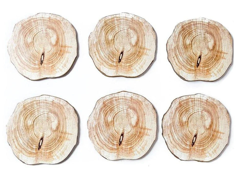 GiftHome UK Premium Wooden Cup Coasters - Elegant 6-Piece Set