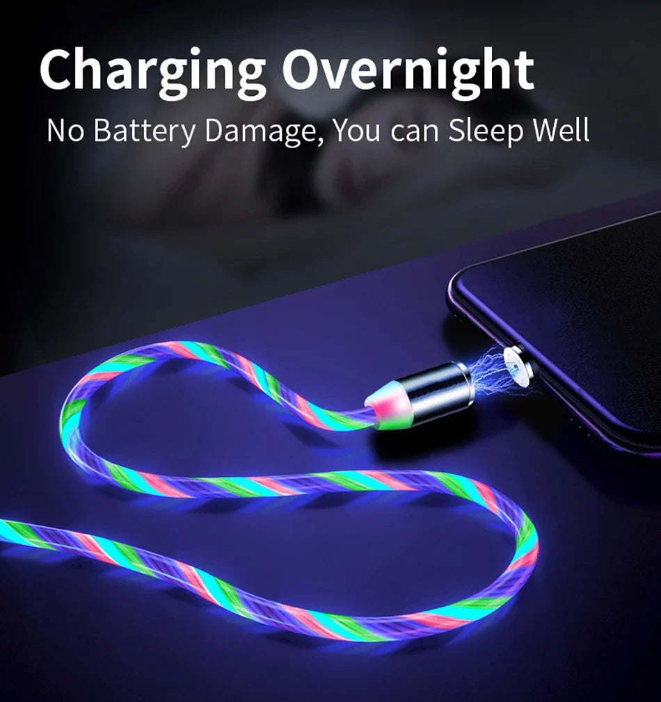 Stylish magnetic charging cable for iPhone, Android, and Type-C devices with premium aluminium alloy construction and fast 2.1A charging