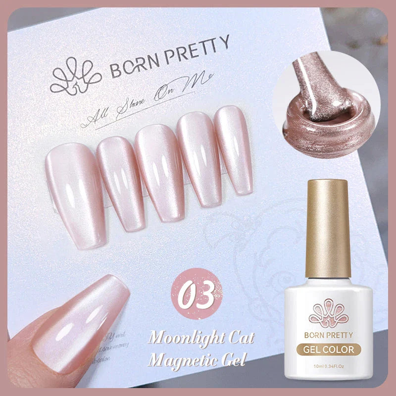 Radiant white light magnetic gel nail polish with sparkling glitter for enchanting, shimmering nail art designs