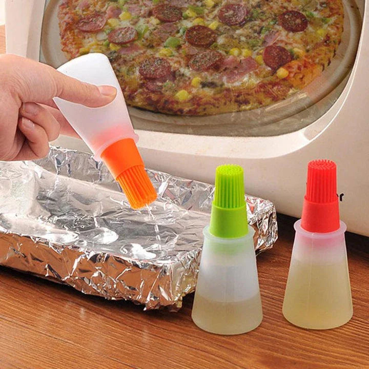 Silicone basting brush set in green colour, designed for easy and precise application of sauces, oils, and marinades during cooking