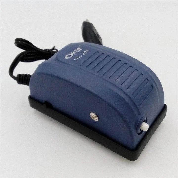 A high-quality aquarium air pump with 2.5-watt motor and 3-litre-per-minute output, designed for whisper-quiet and reliable performance.