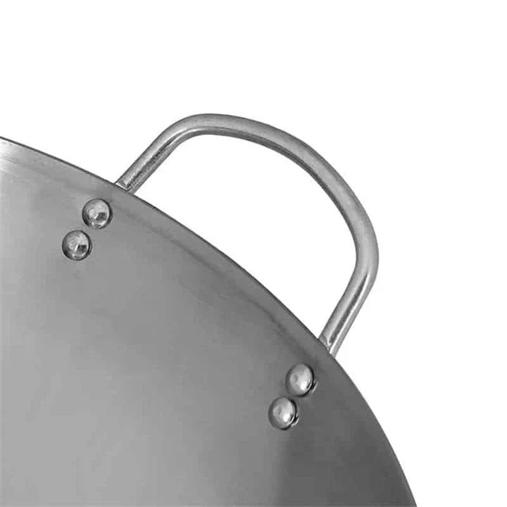 Premium British-made cast iron wok pan with superior heat retention and even heat distribution for versatile cooking