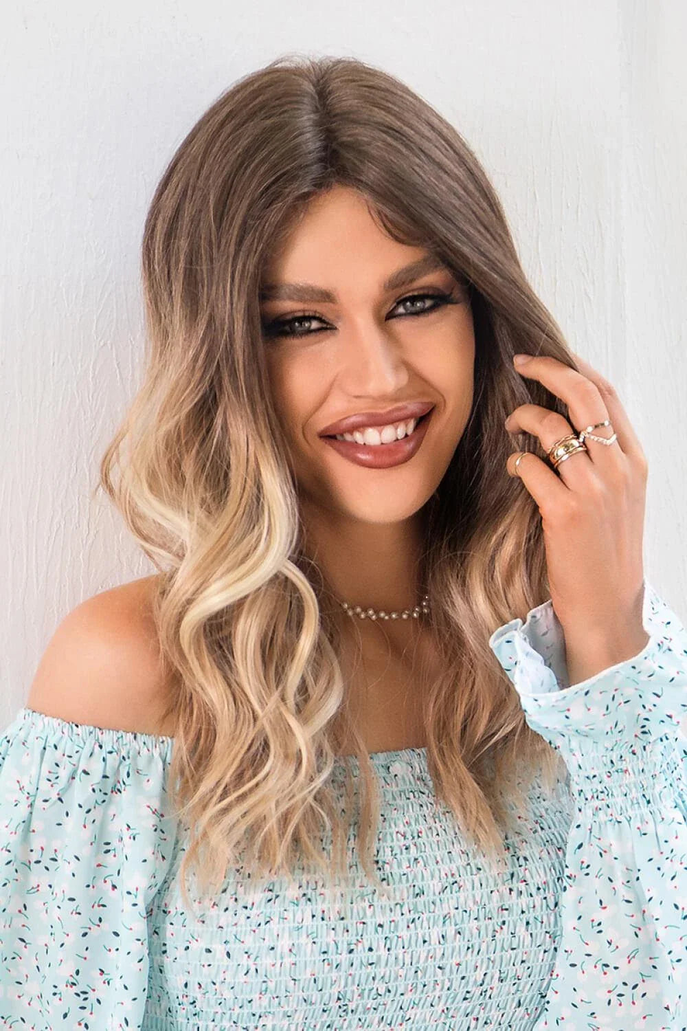 Luxurious 13x2 inch lace front wig with 24-inch waves in a natural-looking ombre colour