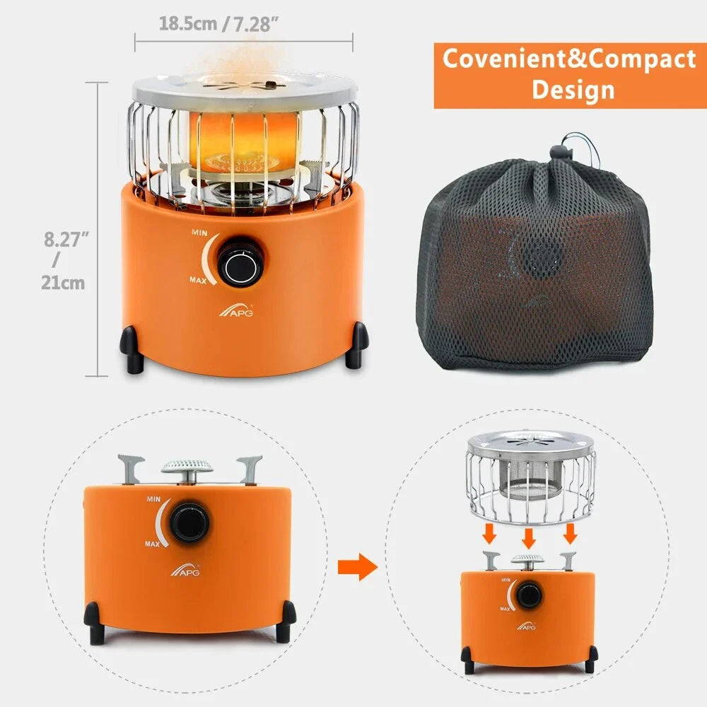 Versatile 2-in-1 Camping Stove and Gas Heater in blue colour, designed for outdoor comfort and convenience