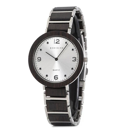 Premium British-made quartz wood watch with waterproof stainless steel construction and mineral-strengthened glass mirror