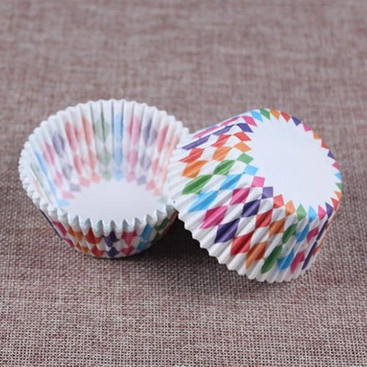 Premium British-made paper cupcake liners in a mixed colour pack, perfect for baking delicious treats at home