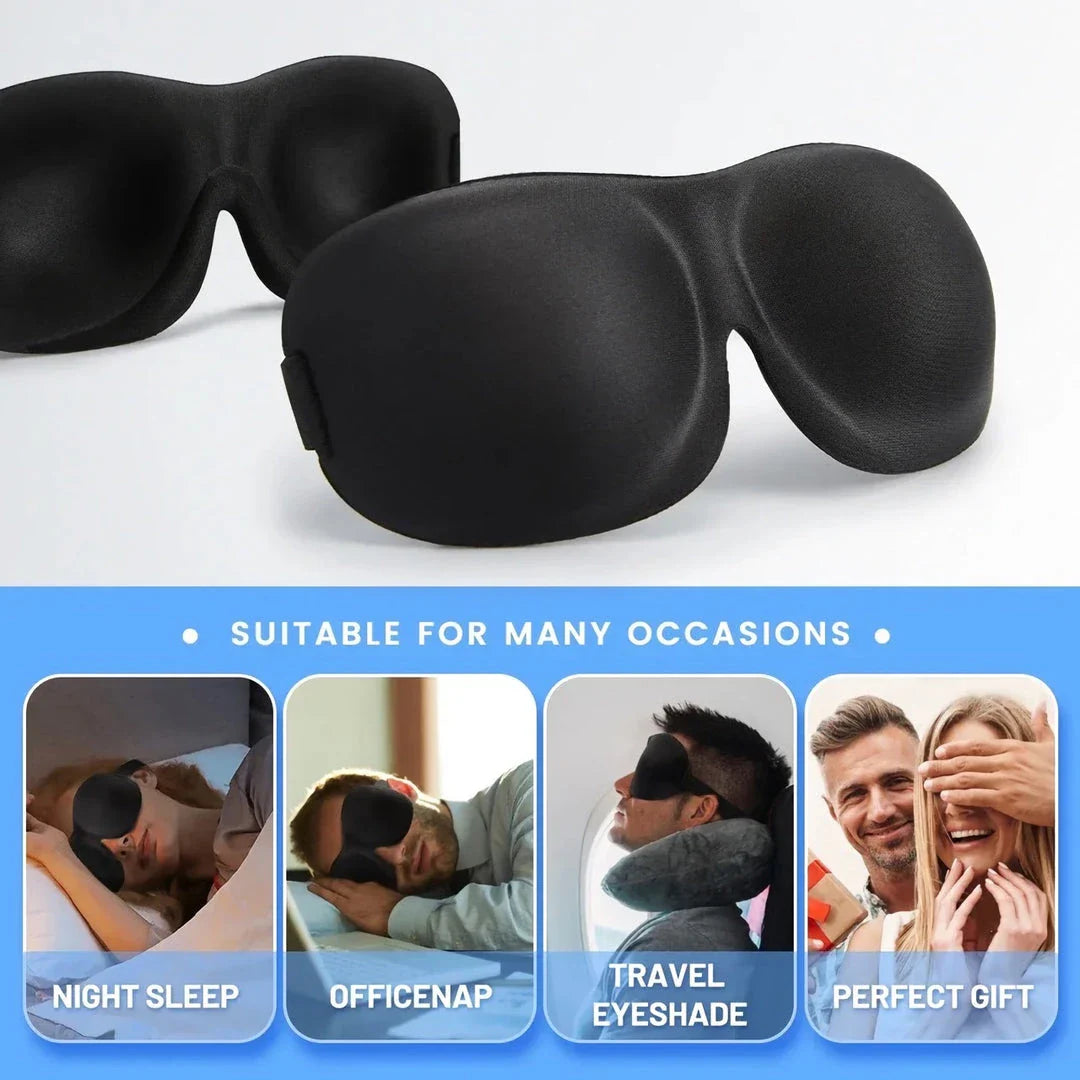 Premium 3D sleeping eye mask with soft, breathable materials and adjustable strap for customised fit