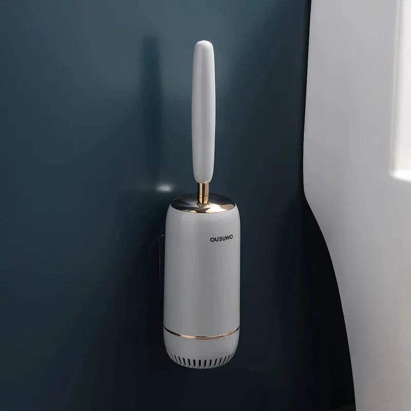 Trendha Long Handle Silicone Toilet Brush with Wall-Mounted, Punch-Free Design for Effortless Bathroom Cleaning