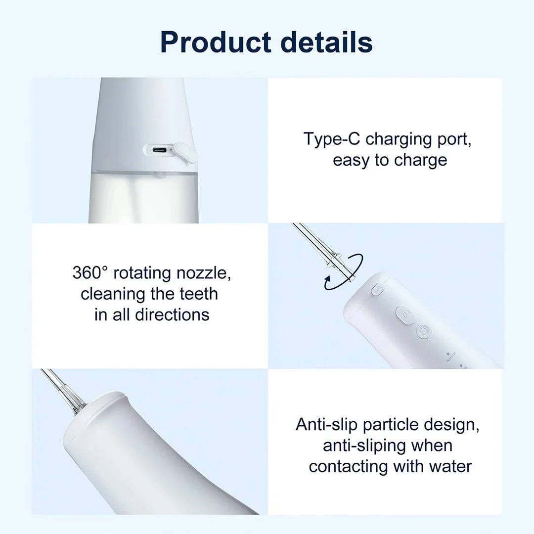 Cordless Water Flosser with 3 Cleaning Modes, Detachable Tank, and Replaceable Nozzles for Improved Oral Hygiene