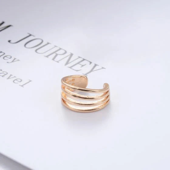 Stylish golden multi-layered ear cuff with a contemporary and eye-catching design