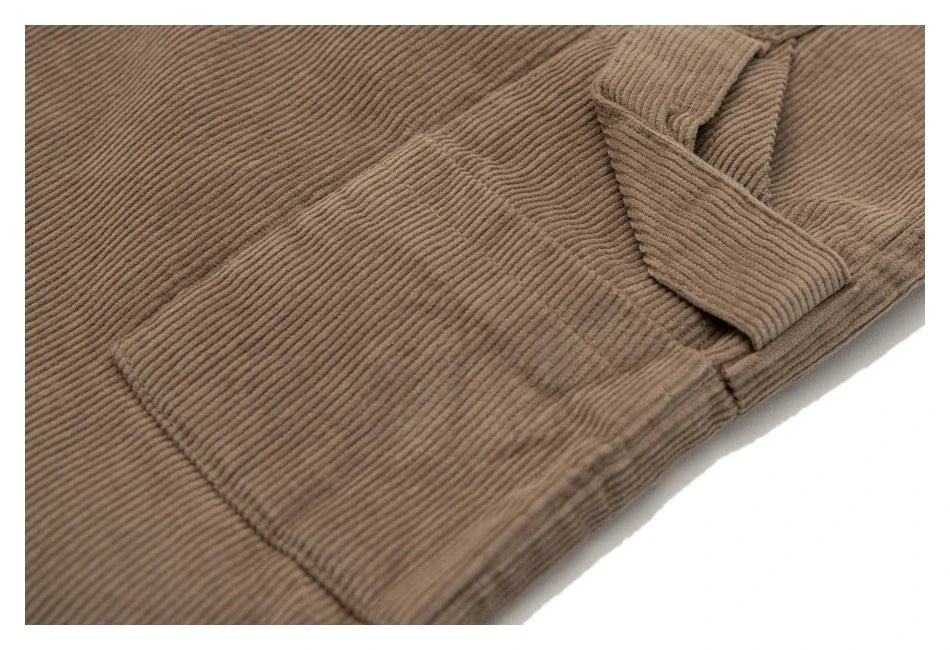 Retro corduroy straight-leg casual trousers for men in khaki and navy blue colours