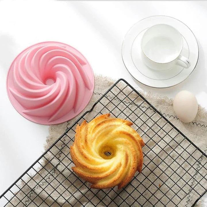 Premium 6-inch non-stick silicone cake mould in pink or green - a versatile baking tool for the modern British kitchen