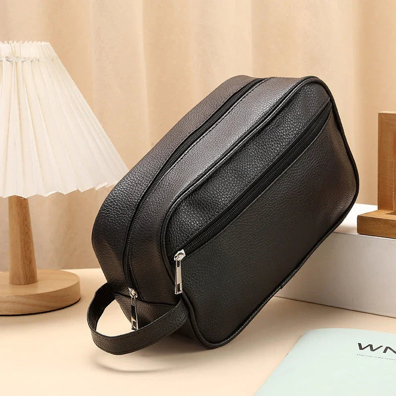 Trendha Men's Waterproof Toiletries Bag with sophisticated lychee pattern and ample storage capacity