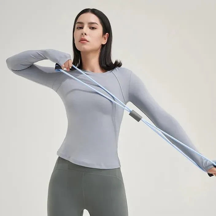 Premium Nylon Gym Top Yoga Shirt for Women in Coffee Colour