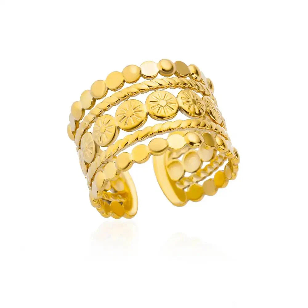 Stainless steel minimalist rings for women in a variety of sizes, showcasing a sleek and sophisticated design