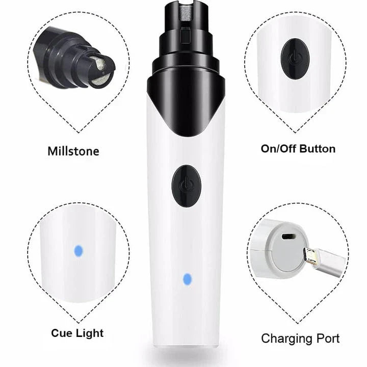 Premium rechargeable electric dog nail grinder with quiet motor and low-vibration design for safe, comfortable pet grooming