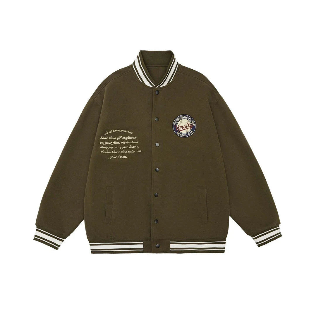 American Retro Embroidered Baseball Jacket with Vintage-Inspired Design and Relaxed Fit