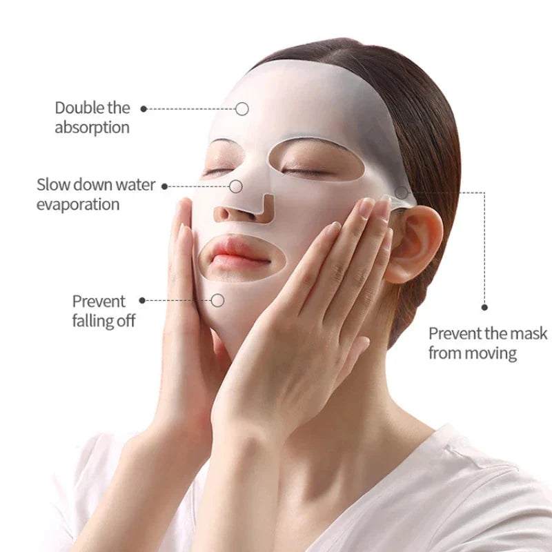 Reusable silicone face mask with anti-wrinkle and moisturising benefits for radiant, youthful skin