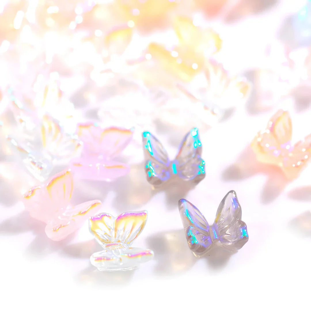 Captivating Aurora Butterfly Nail Charms with a mesmerising reflective effect, perfect for elevated DIY nail art
