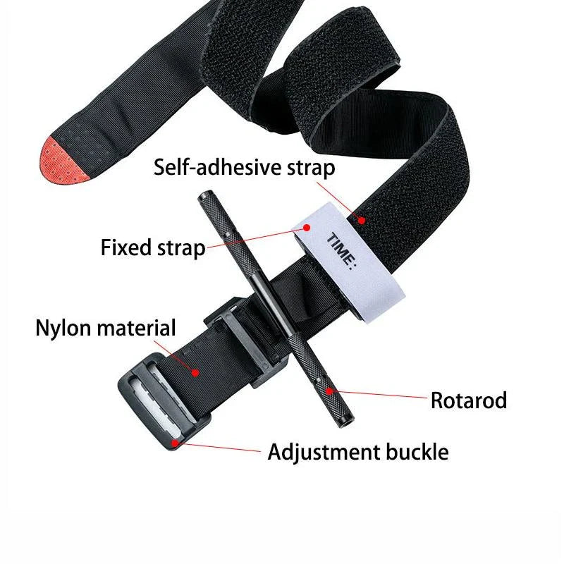 Durable aluminium tactical tourniquet with nylon webbing designed for emergency response and outdoor safety