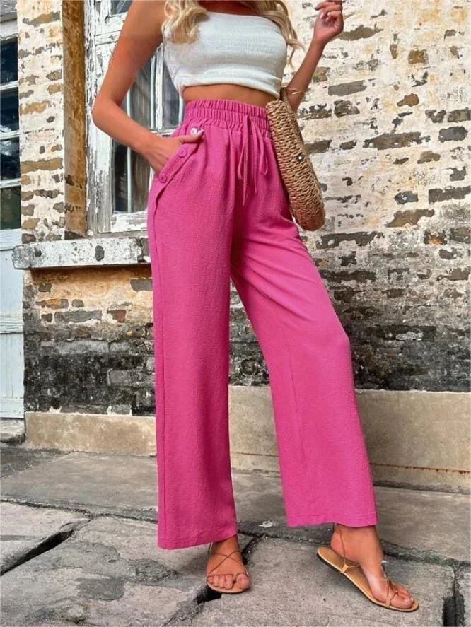 Stylish casual trousers with pockets and elastic waistband for British women
