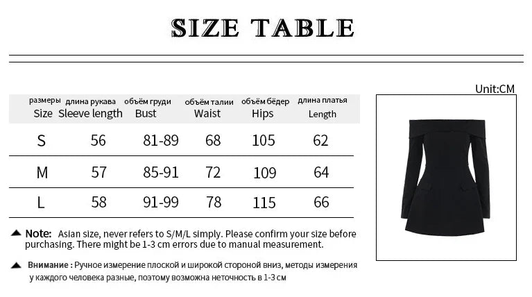 Elegant off-the-shoulder A-line dress for women with slim fit, bell sleeves, and high waist design