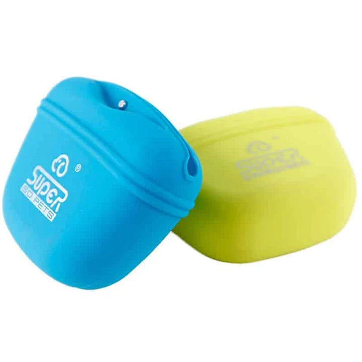 Premium waterproof dog treat pouch with durable plastic construction and convenient clip-on design