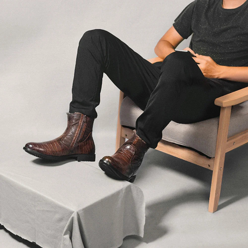 Retro Classic Leather Boots with Pointed Toe Design, Antiskid Sole, and Handsome Sewing Details