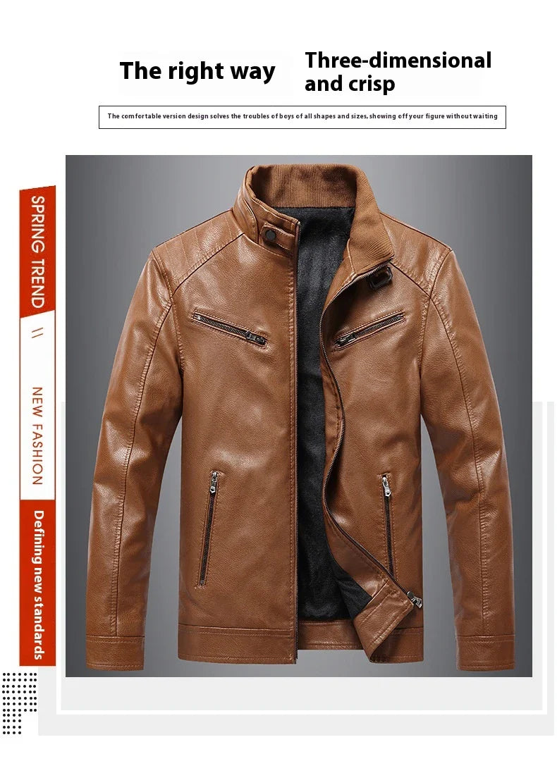Stylish Fleece-Padded Jacket with PU Leather Accents in Various Colours