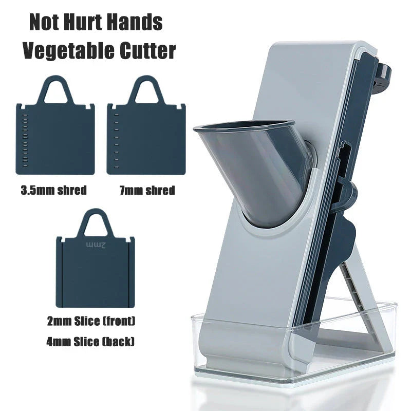 Premium Vegetable Slicer and Chopping Tool with stainless steel blades and plastic body, designed for efficient meal preparation