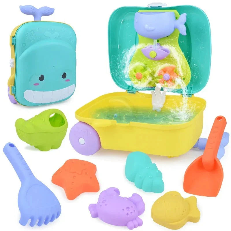 Children playing with sand and water toys from the Kids' Summer Beach Sand Play Set
